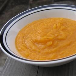 Acorn Squash Soup with Roasted Bell Peppers
