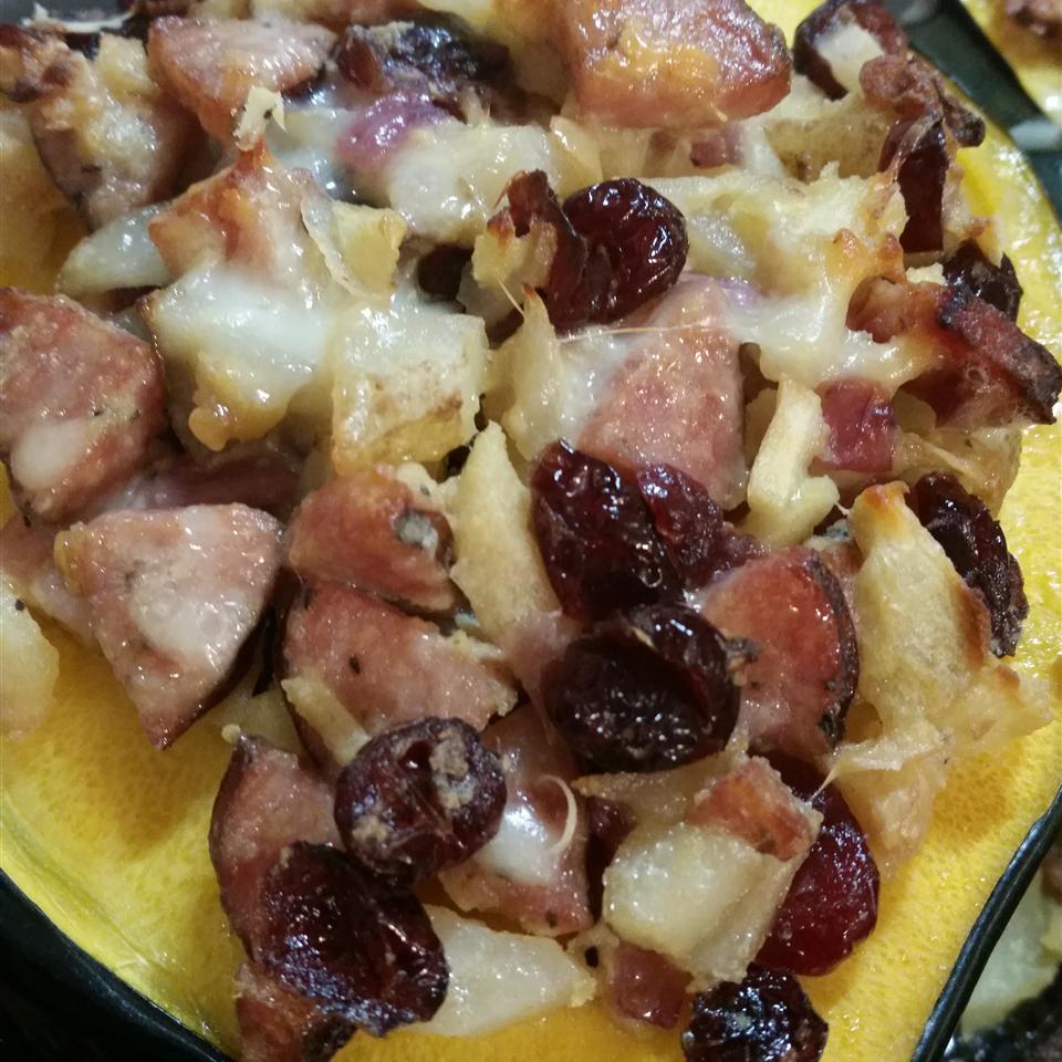 Acorn Squash Stuffed with Apple, Cranberry, and Sausage
