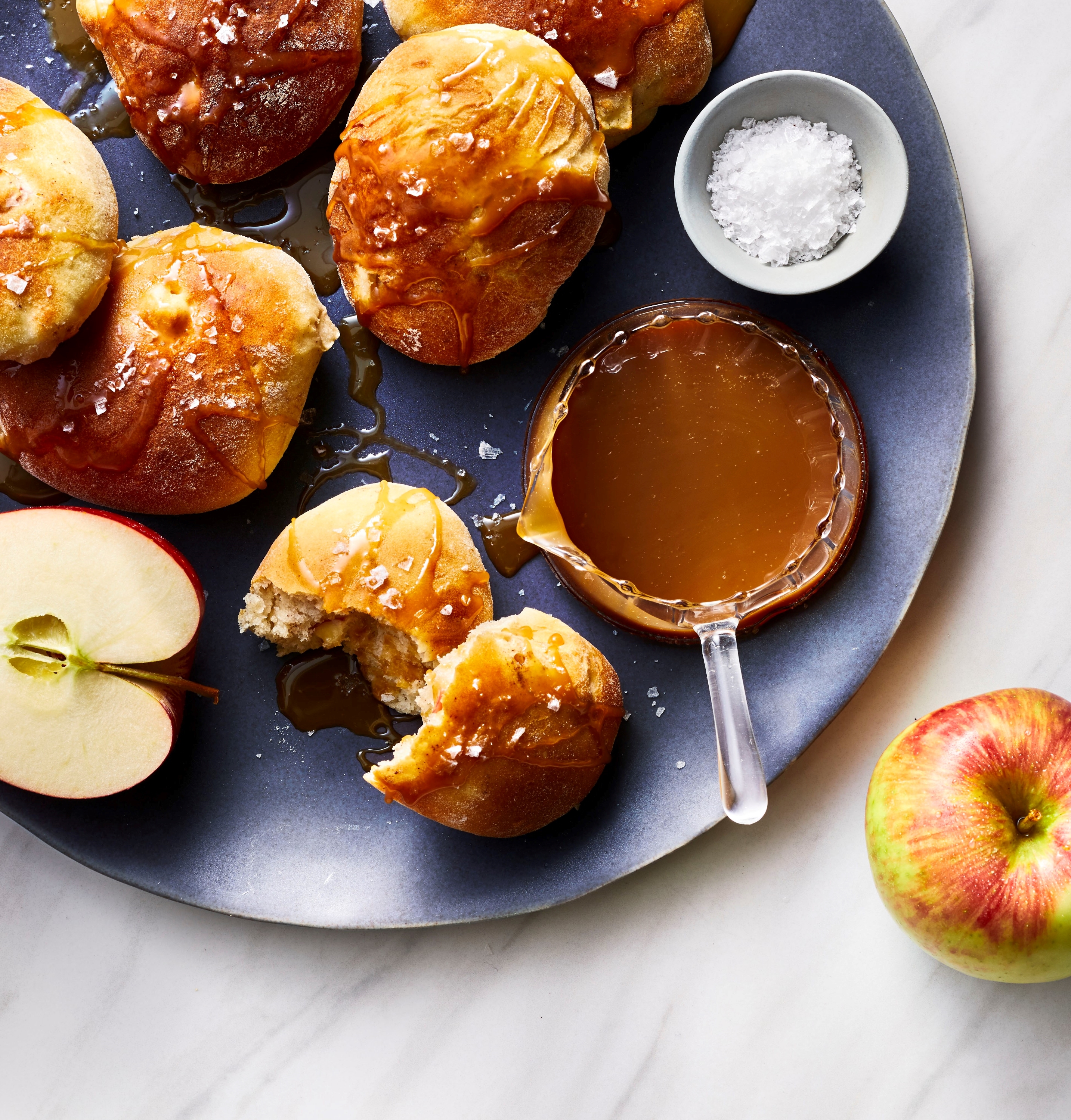 Air-Fried Apple Fritters with Salted Caramel Sauce