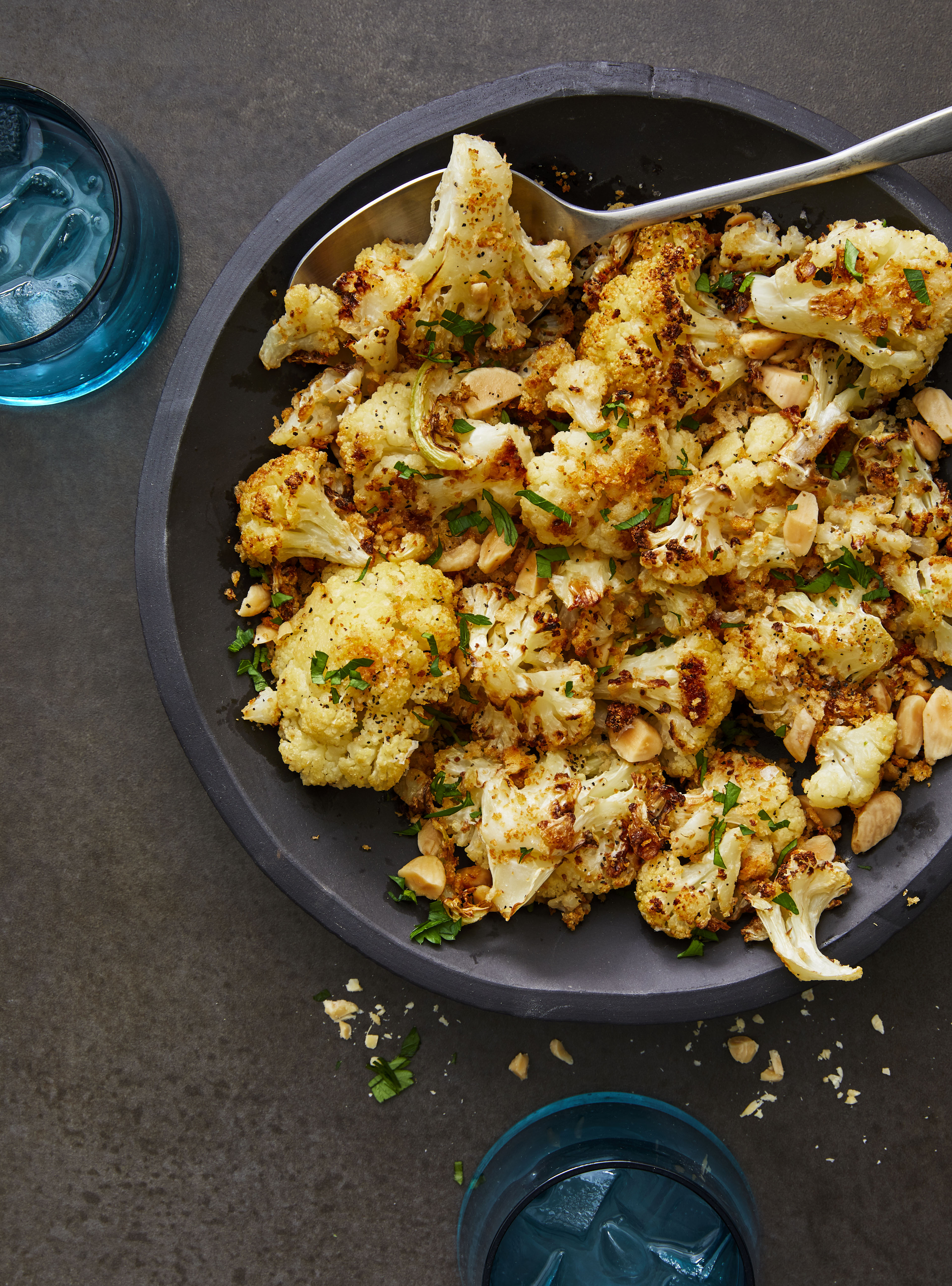 Air-Fried Cauliflower with Almonds and Parmesan