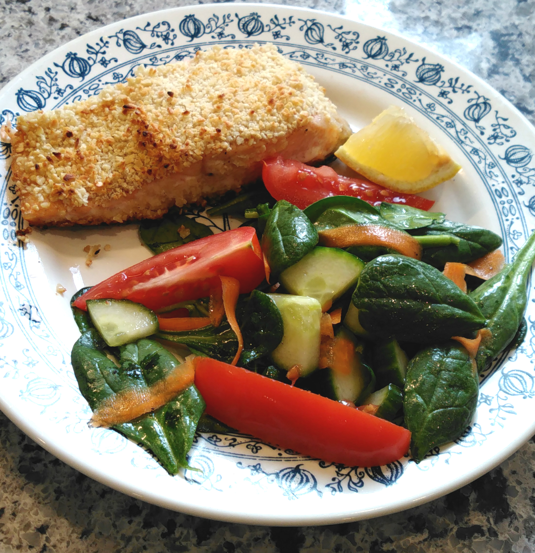 Almond-Crusted Salmon and Salad