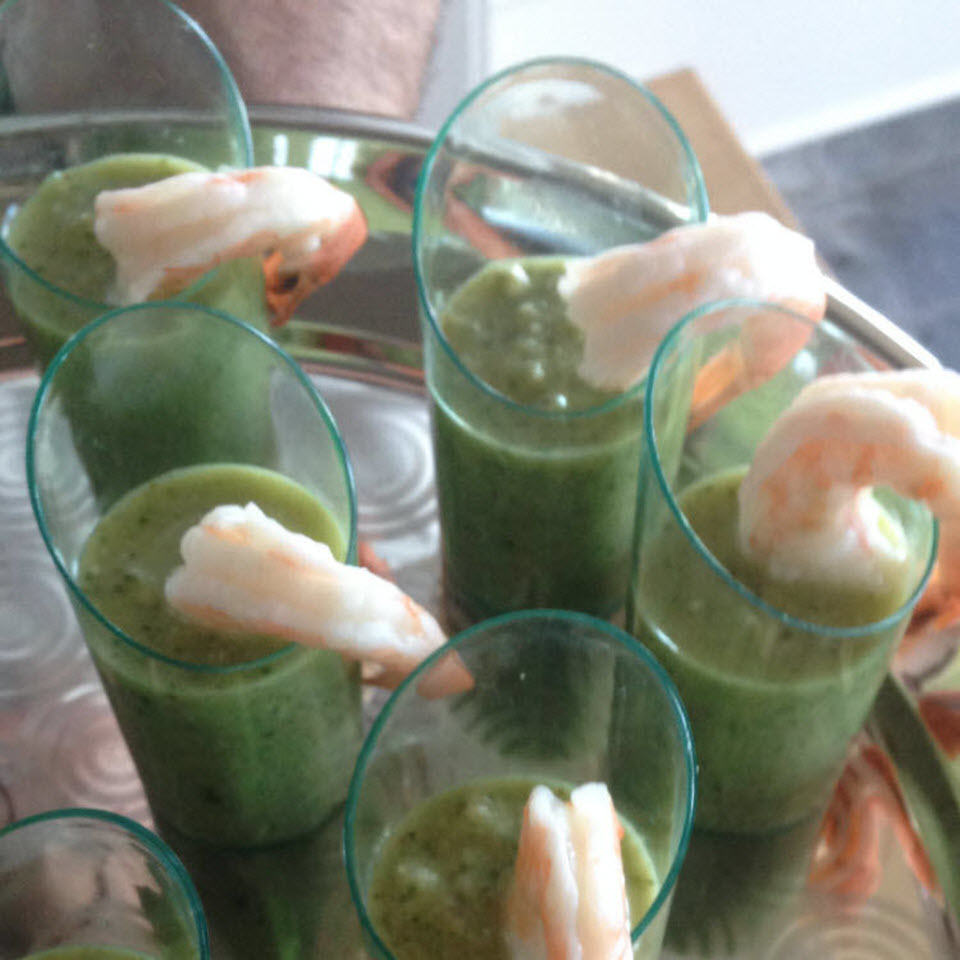 Appetizer Cucumber Gazpacho with Shrimp
