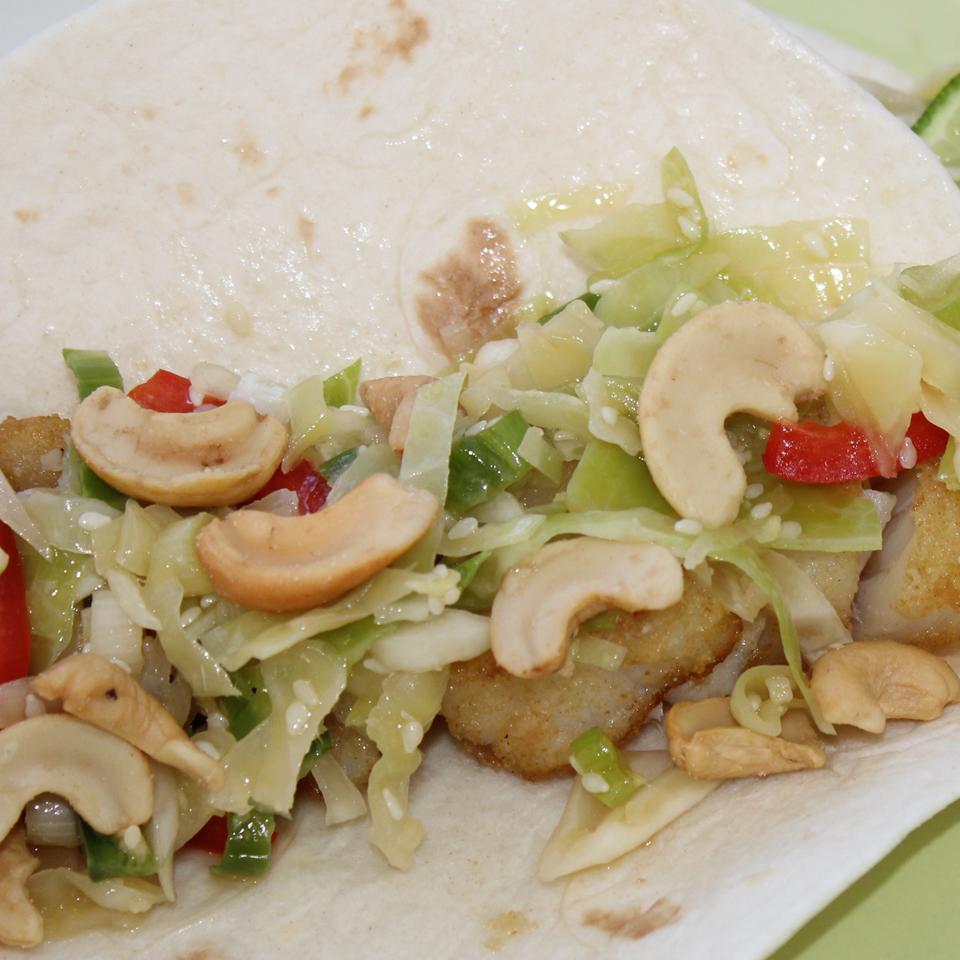 Asian Fish Tacos with Sesame-Ginger Slaw