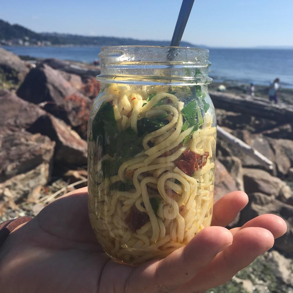 Bacon and Fresh Pasta in a Jar