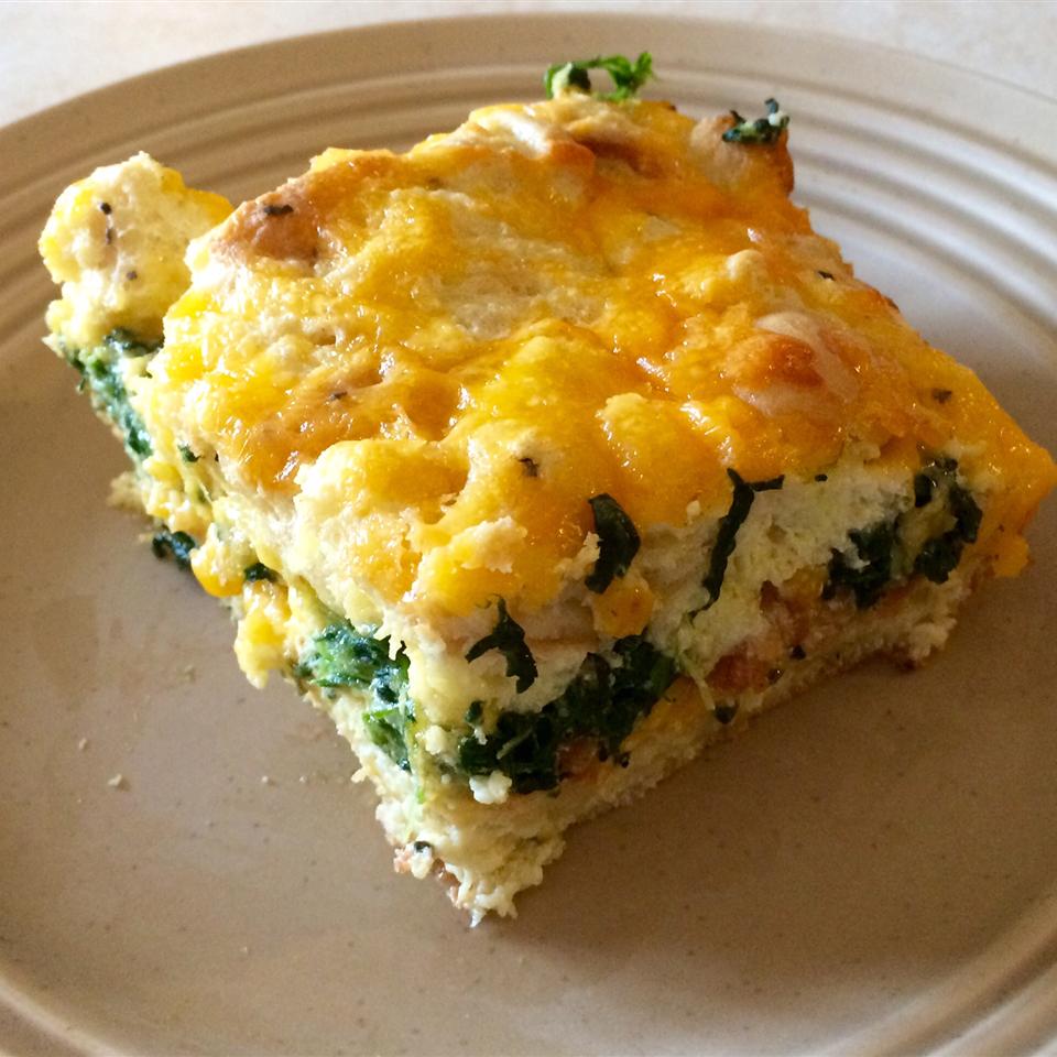 Bacon, Cheddar and Spinach Strata