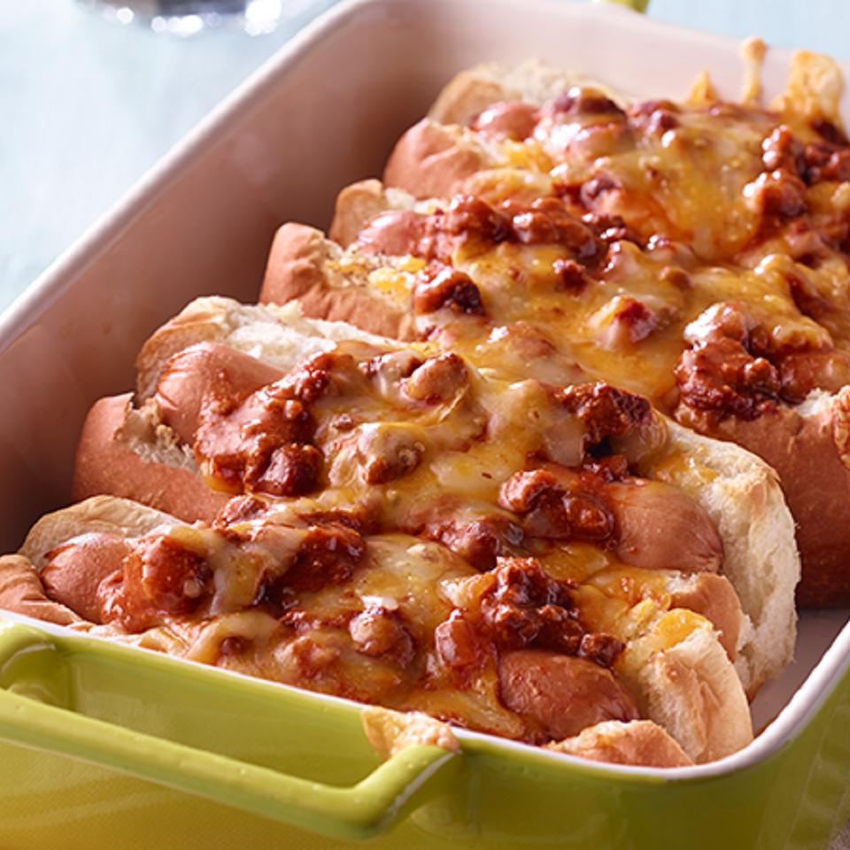 Baked Chili Hot Dogs