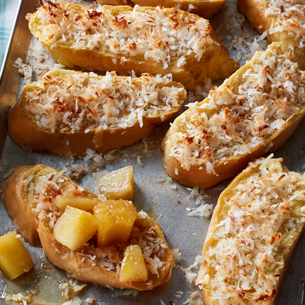 Baked Coconut French Toast with Pineapple-Rum Sauce