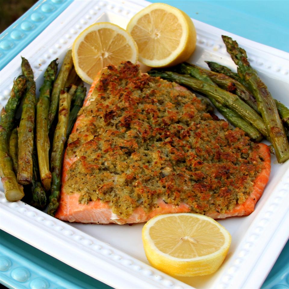 Baked Salmon with Basil and Lemon Thyme Crust