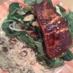 BBQ Salmon over Mixed Greens