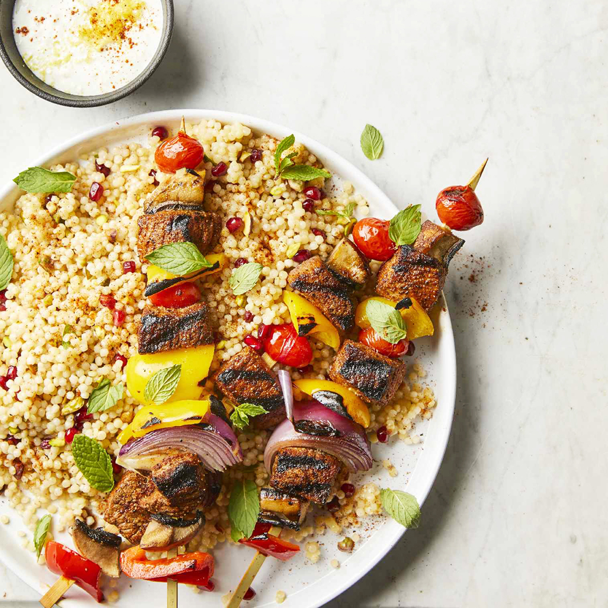 Beef Kebabs with Pomegranate Couscous