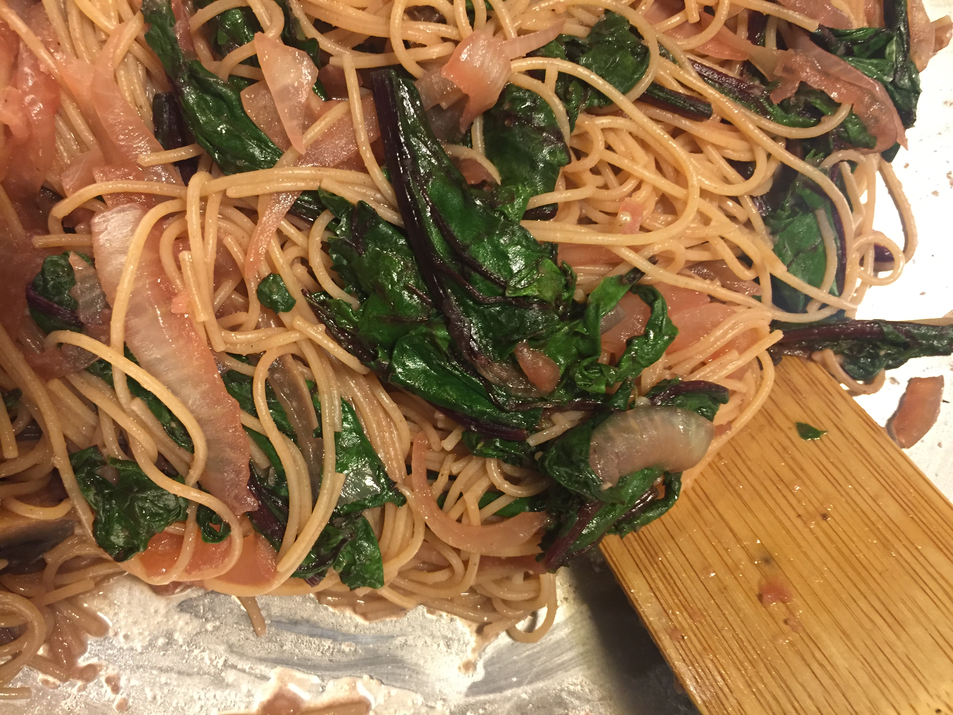 Beet Greens and Noodles