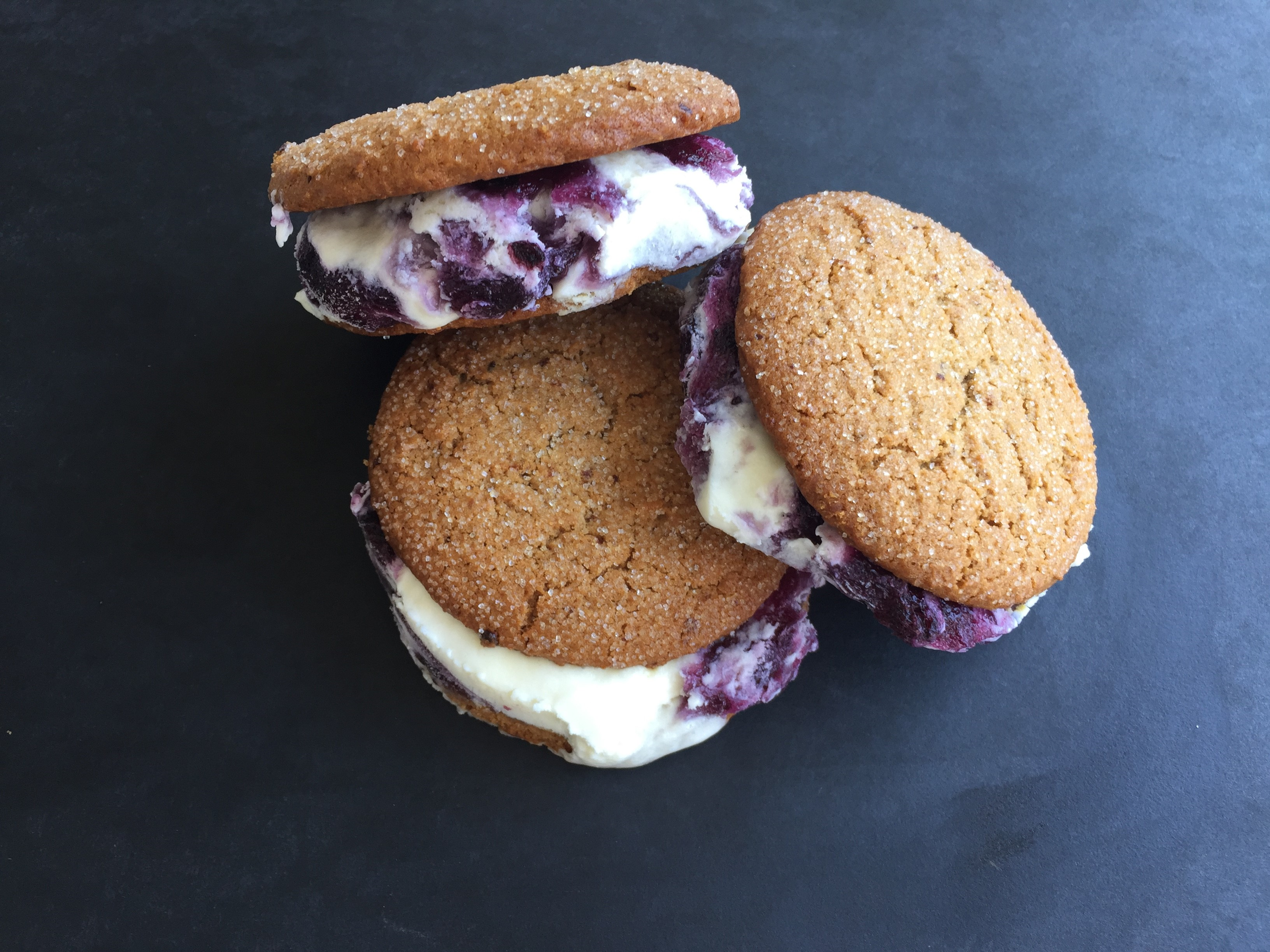 Blueberry Cheesecake No-Churn Ice Cream Sandwiches