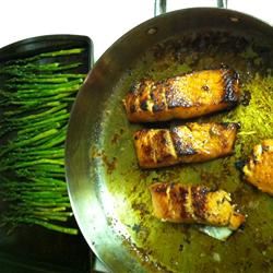 Bourbon-Glazed Salmon and Baked Asparagus