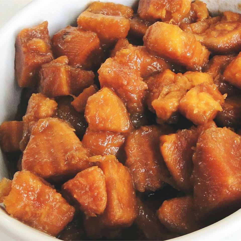 Brandied Candied Sweet Potatoes with Brown Sugar