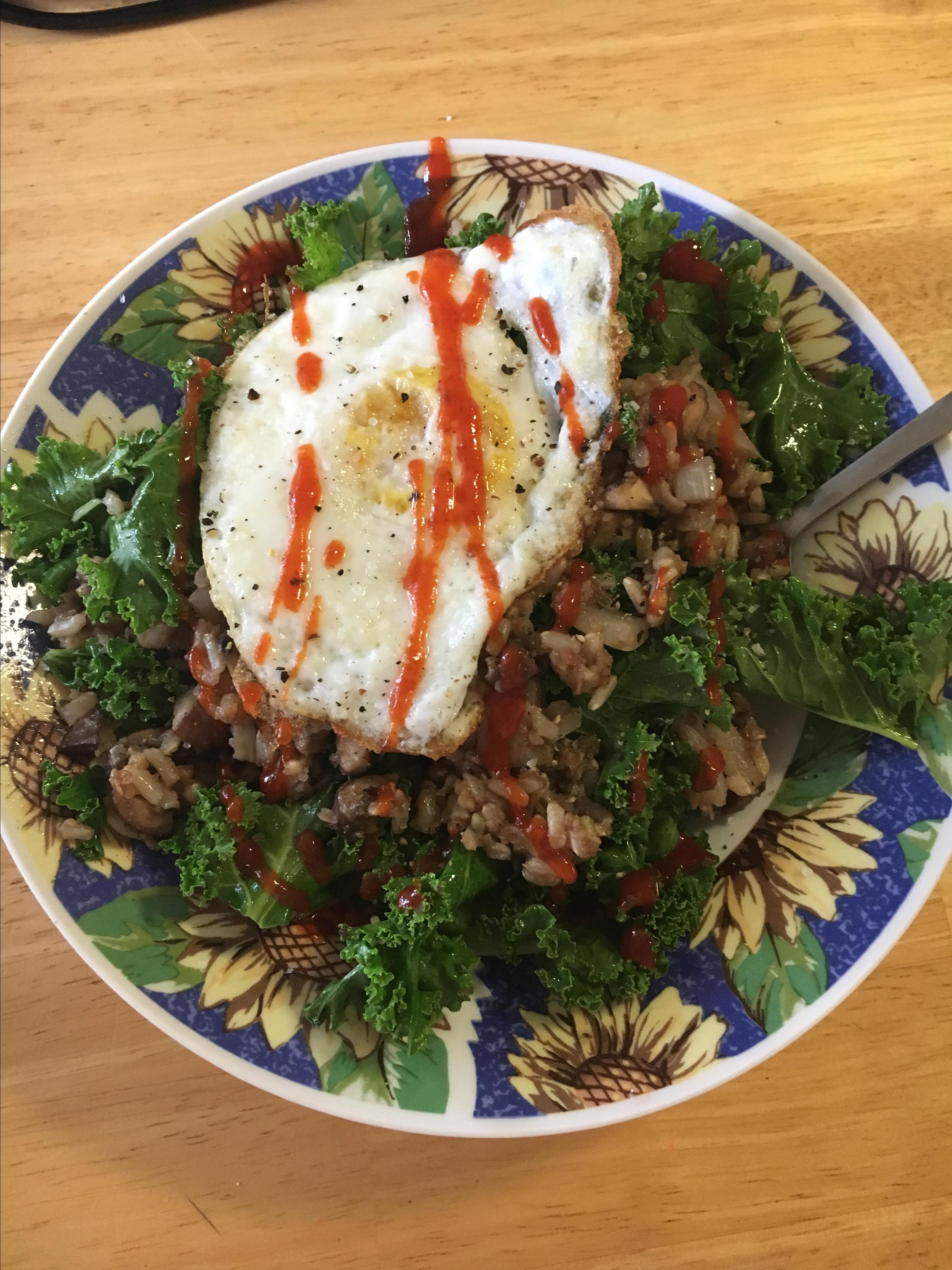 Breakfast Fried Rice with Kale and Egg