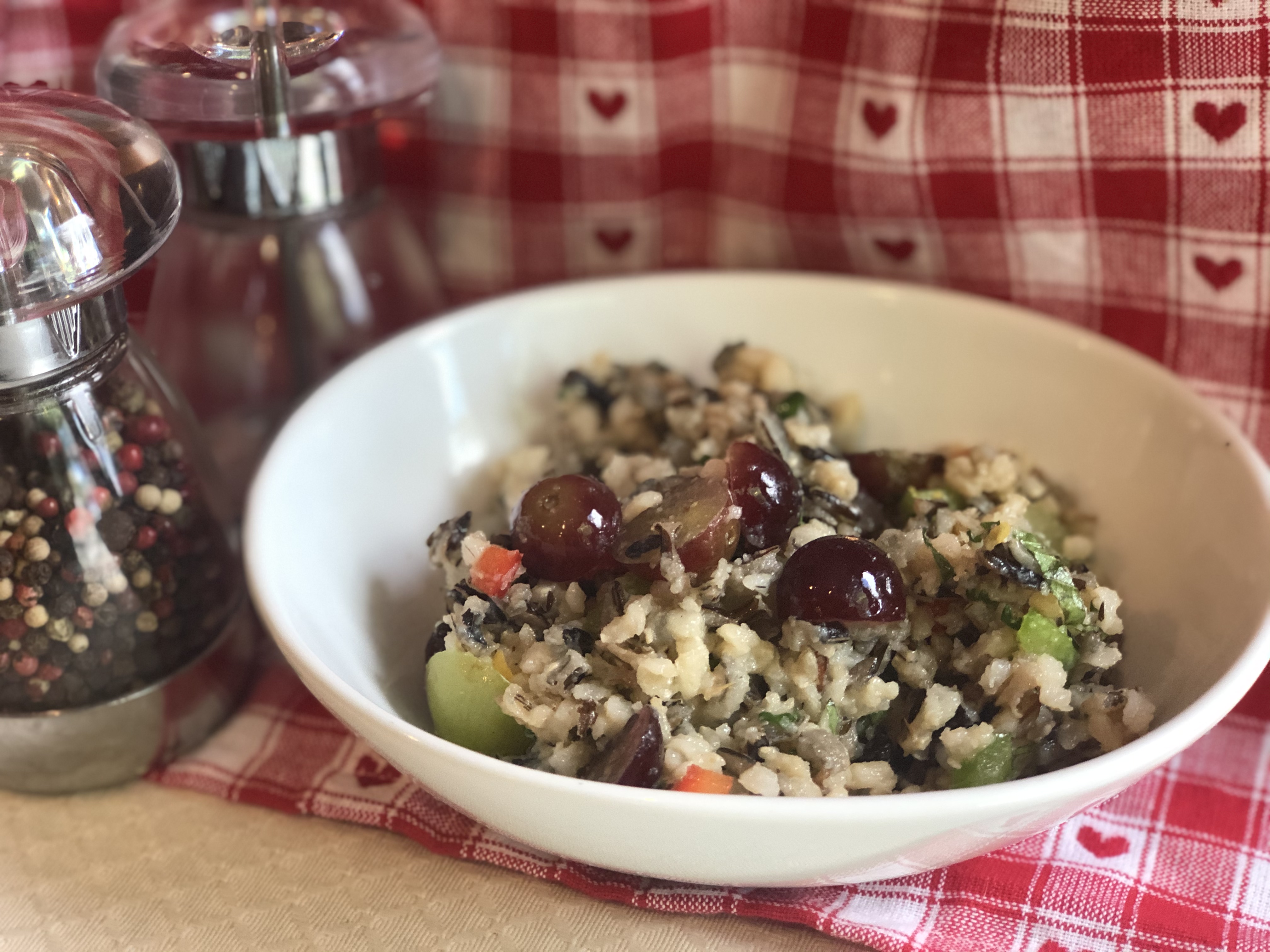 Brown and Wild Rice Salad with Grapes and Kale