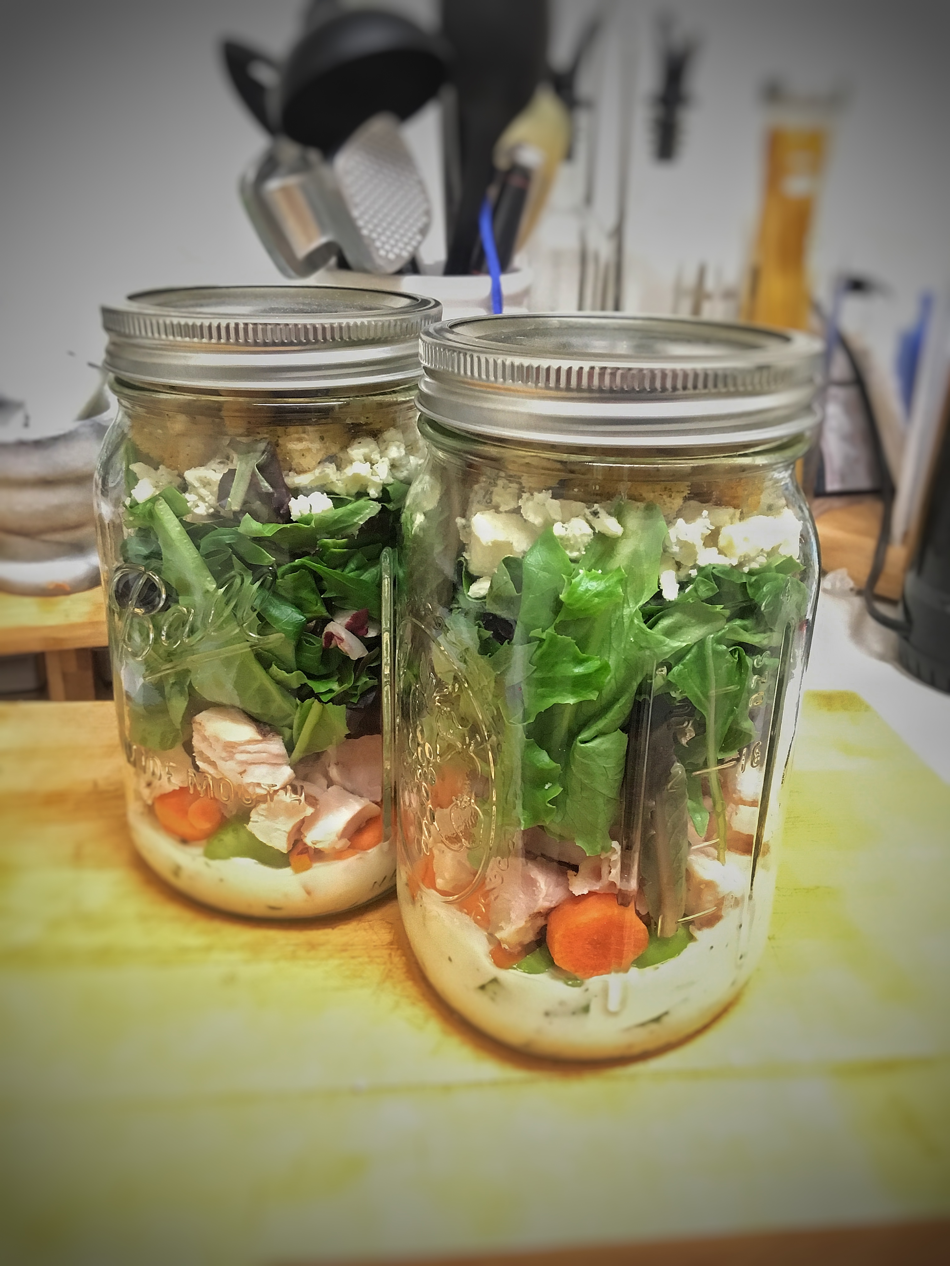Buffalo Chicken Mason Jar Salads