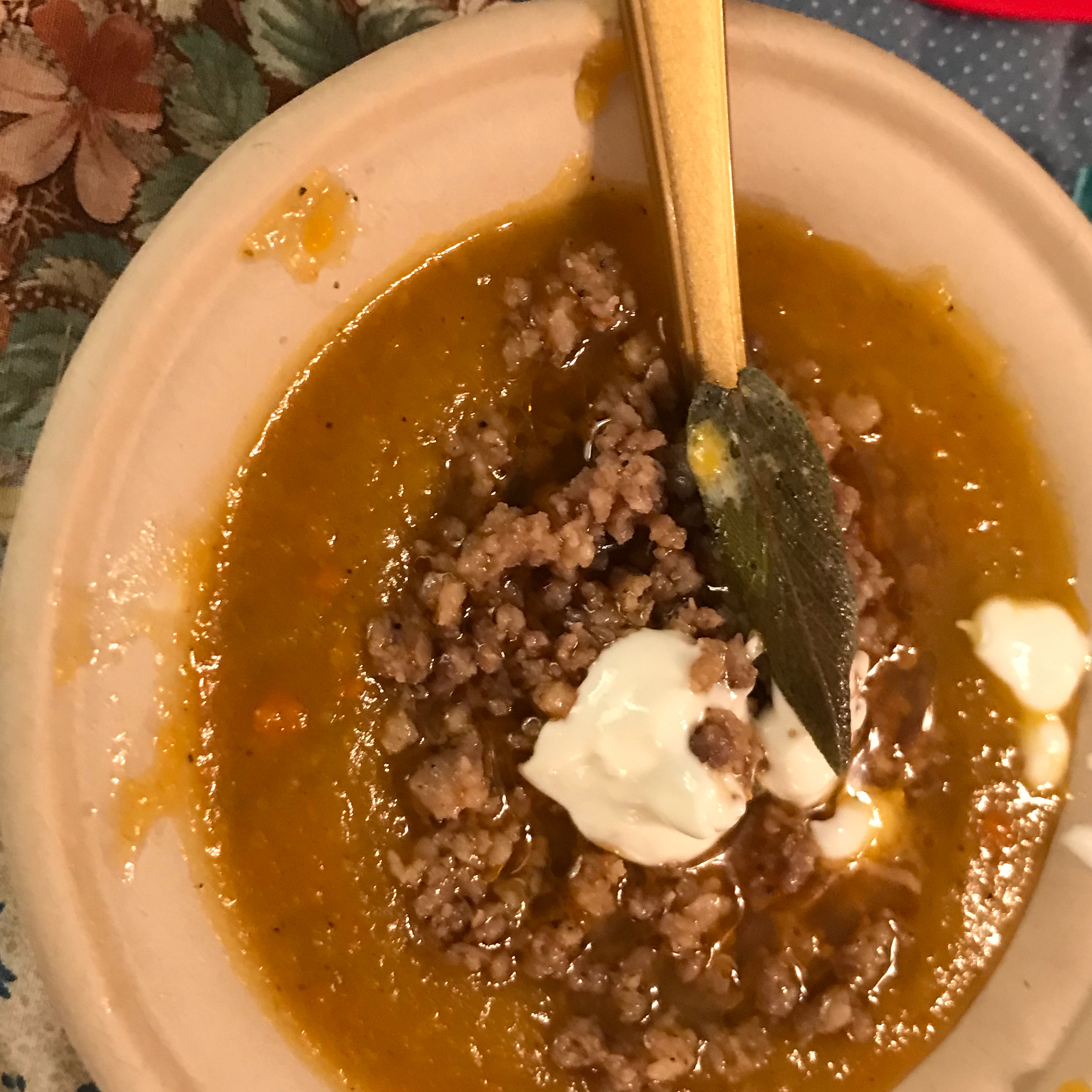 Butternut Squash Soup With Sage and Sausage