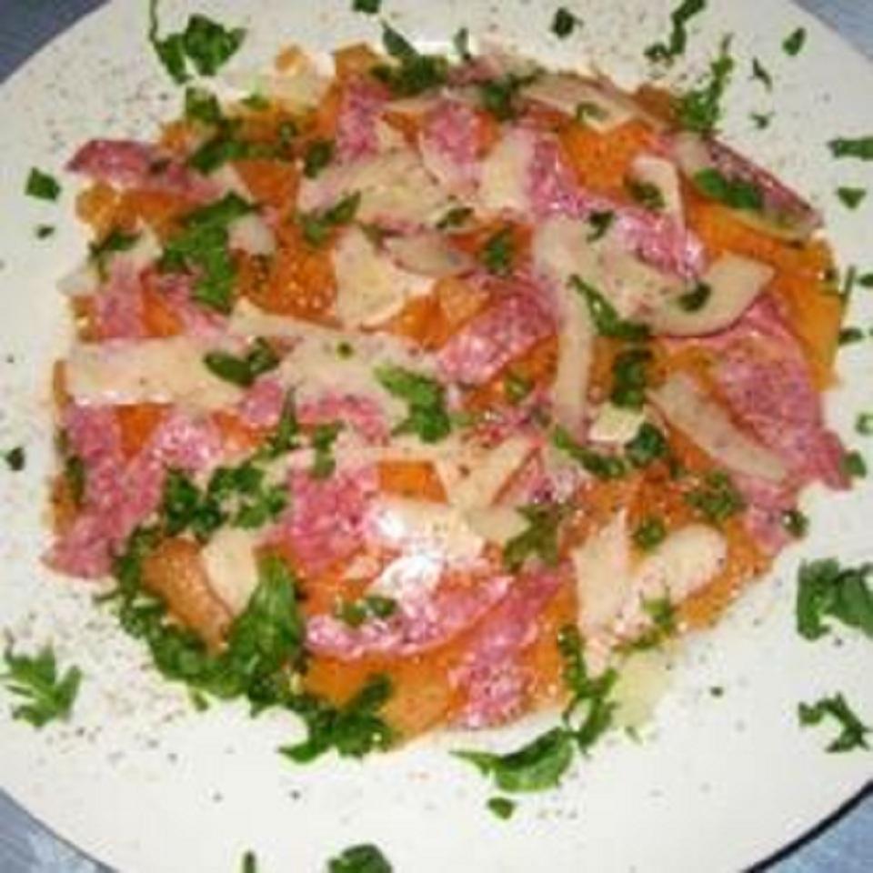 Cantaloupe with Salami Salad