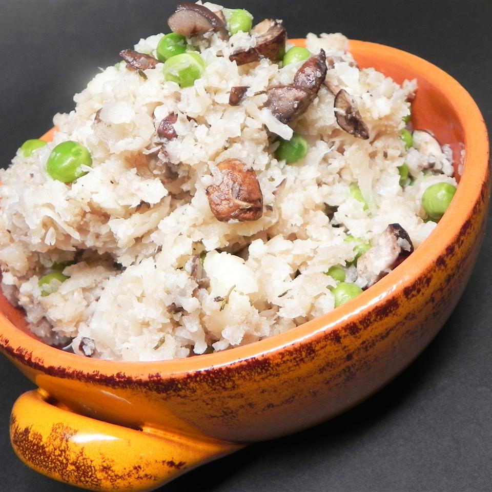 Cauliflower \"Risotto\" with Porcini Mushrooms and Peas