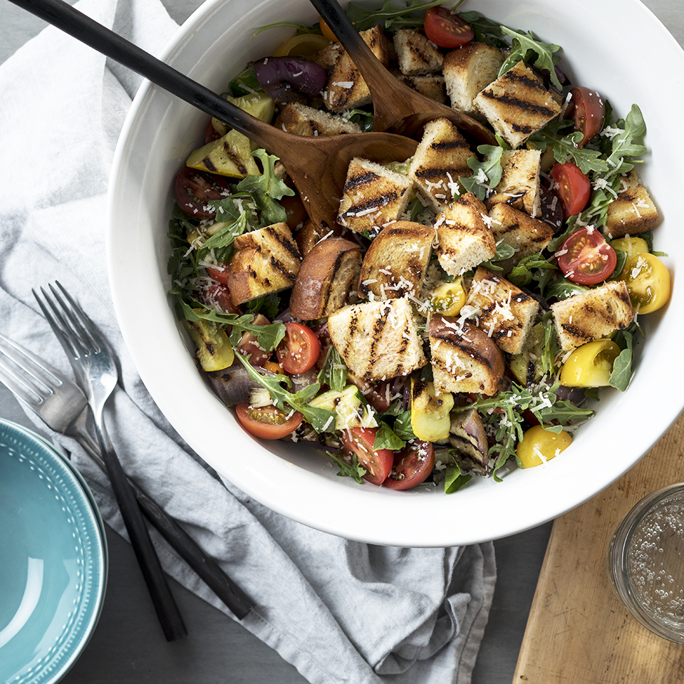 Charred Vegetable Panzanella with Olive Oil Bread
