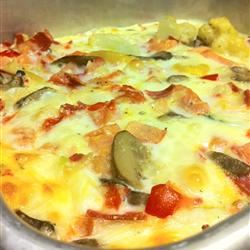 Cheesy Egg White Frittata with Vegetables and Bacon