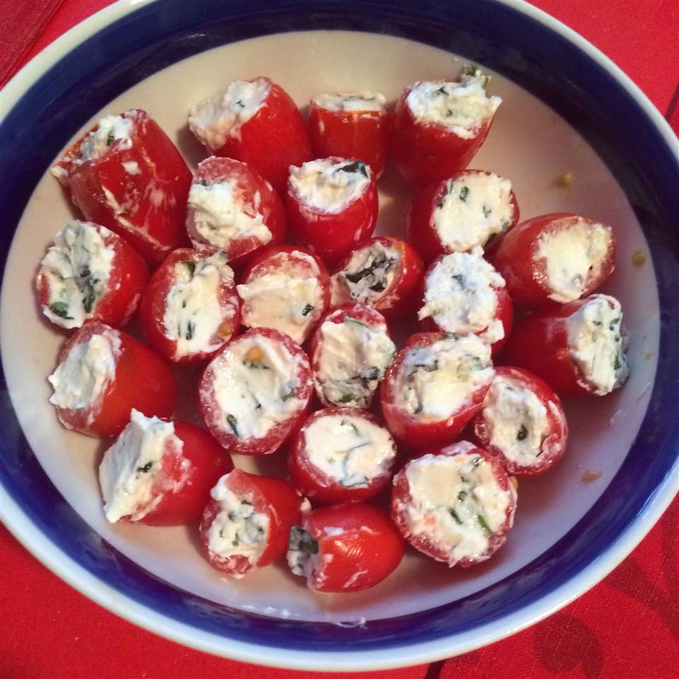 Cherry Tomatoes Filled with Goat Cheese