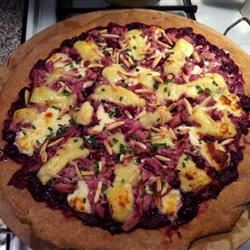 Chicken and Cranberry Pizza with Brie and Almonds