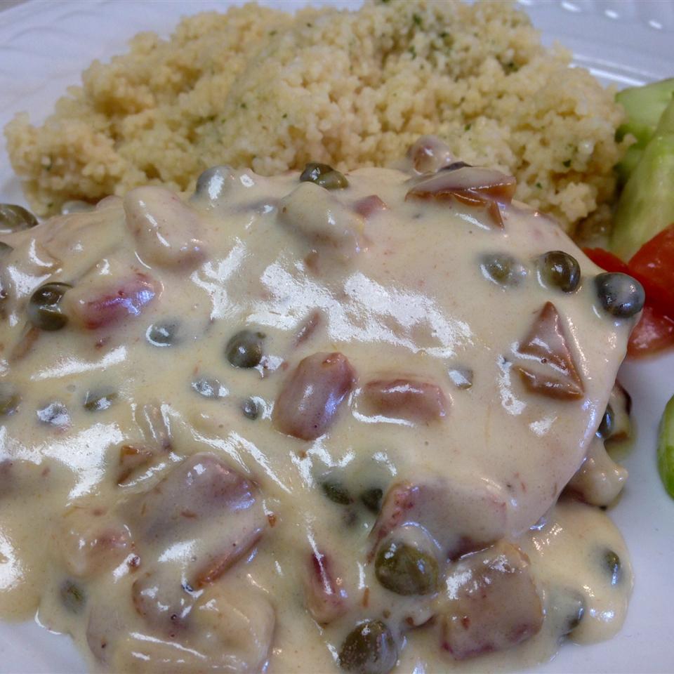 Chicken Breasts in a Date, Caper, and Mascarpone Sauce with Couscous