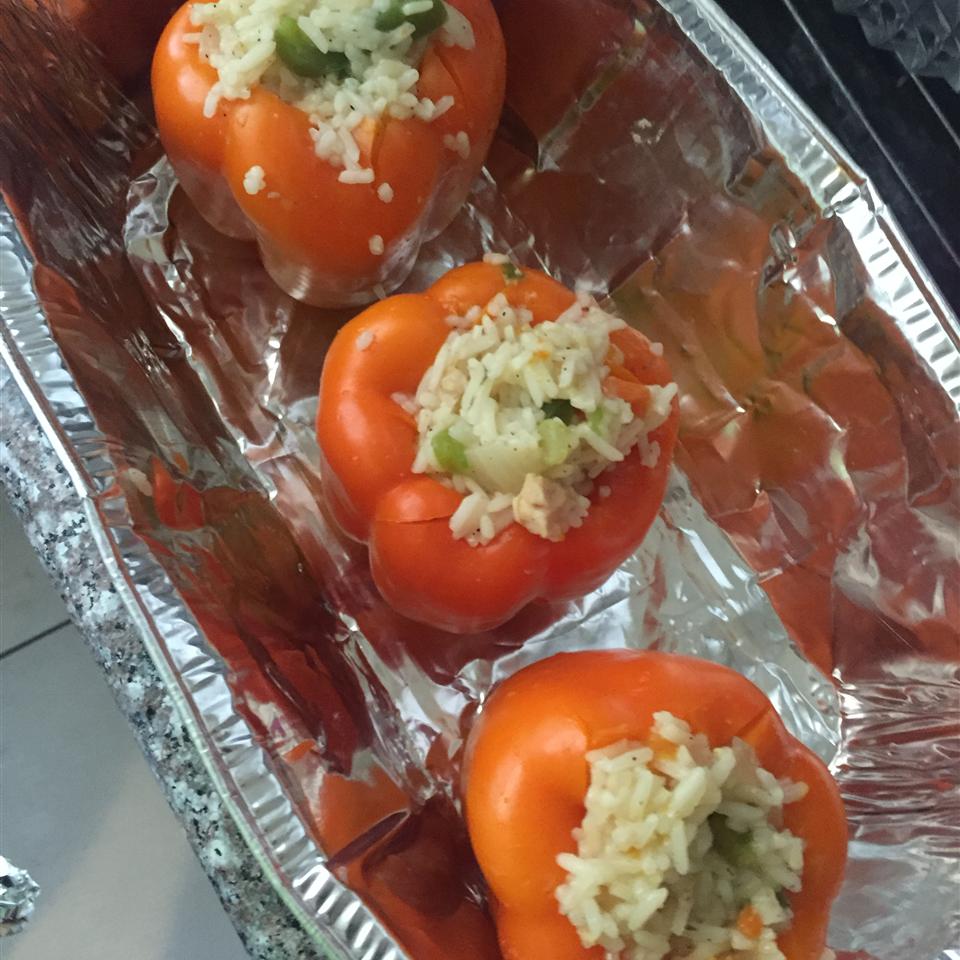 Chicken Wild Rice Stuffed Red Peppers