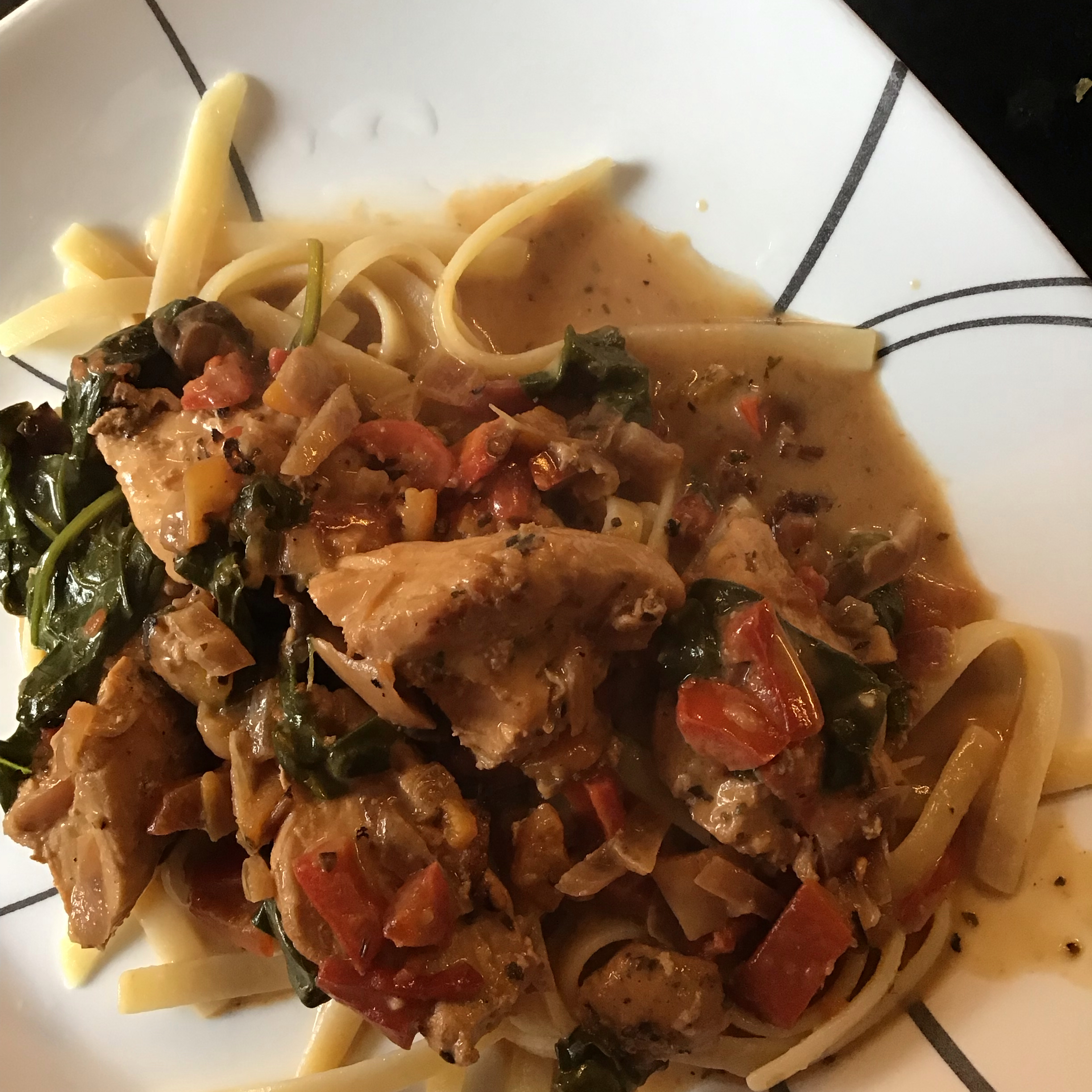 Chicken with Sun-Dried Tomato and Roasted Pepper Cream Sauce