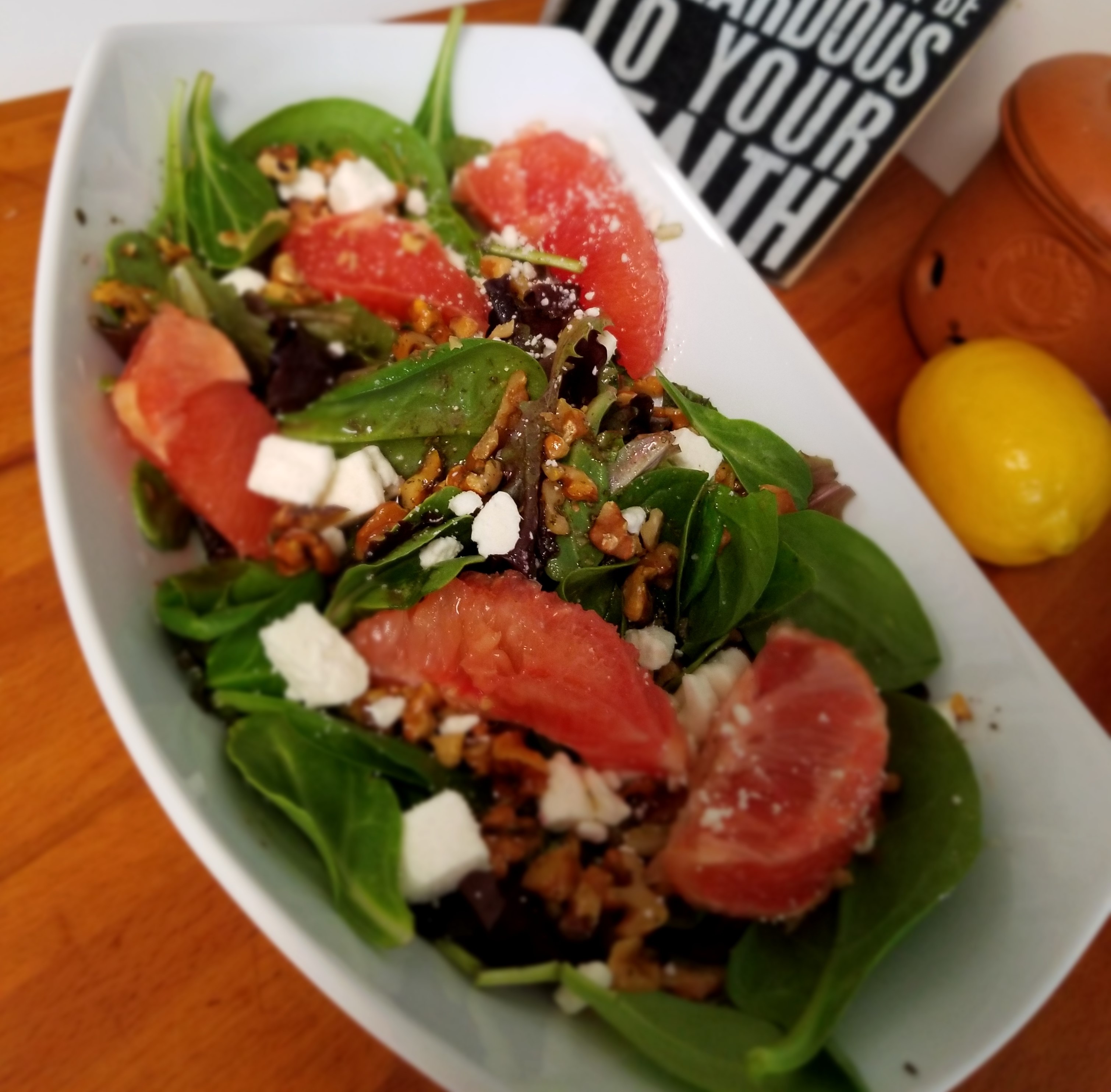 Citrus Spinach Salad with Feta and Cranberry Dressing