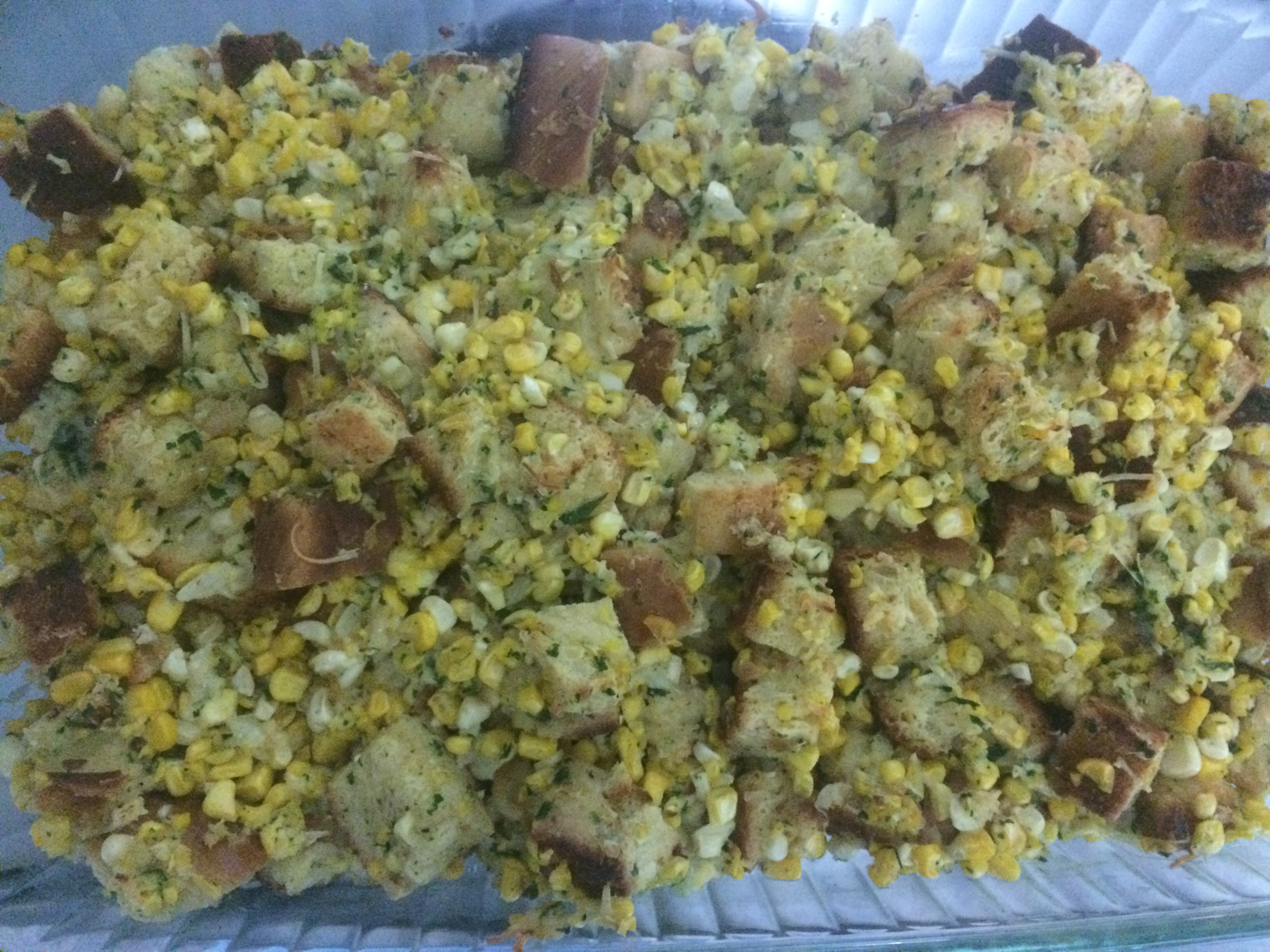 Corn and Challah Stuffing with Fried Sage