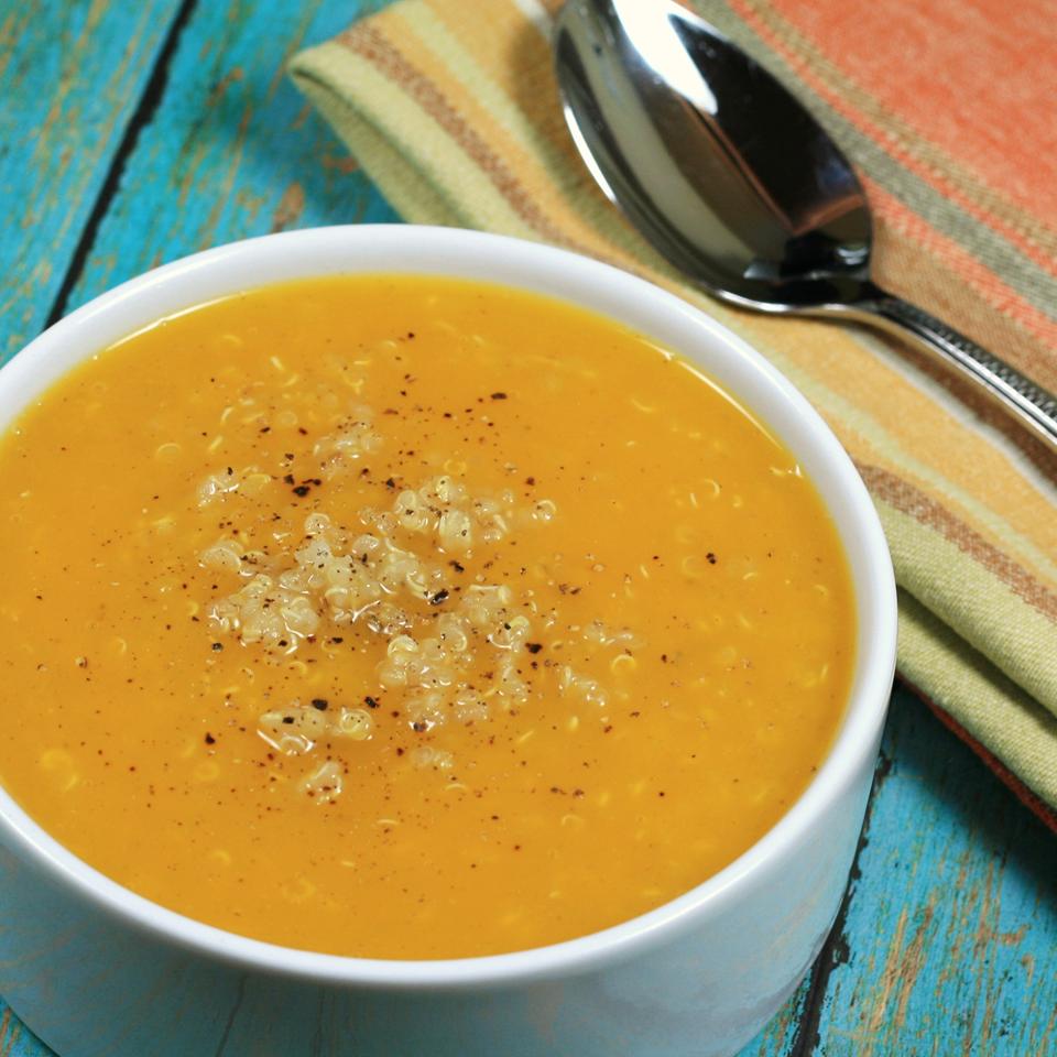 Creamy Butternut Squash Soup with Fresh Ginger and Quinoa