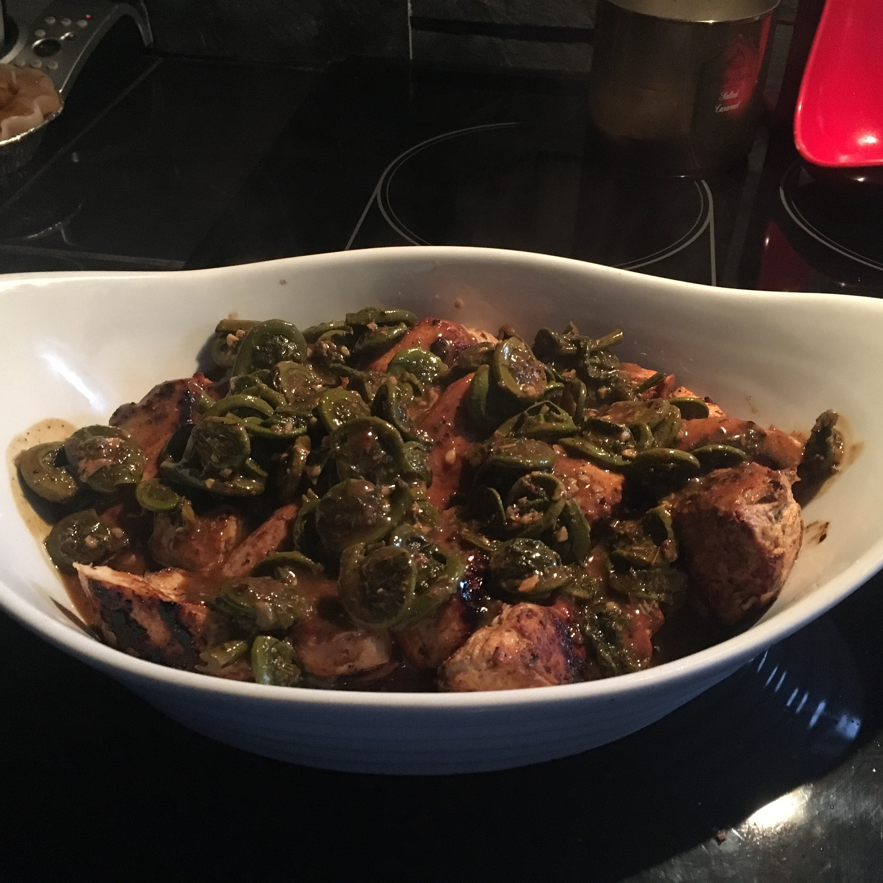 Creamy Chicken and Fiddleheads