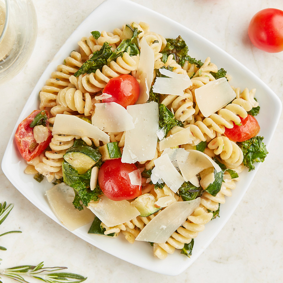 Creamy Summer Pasta Salad with BelGioioso Shaved Parmesan