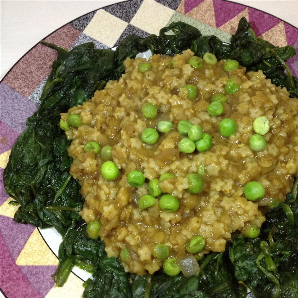 Curried Quinoa with Red Lentils and Kale