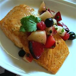 Curried Salmon with Summer Fruit Chutney