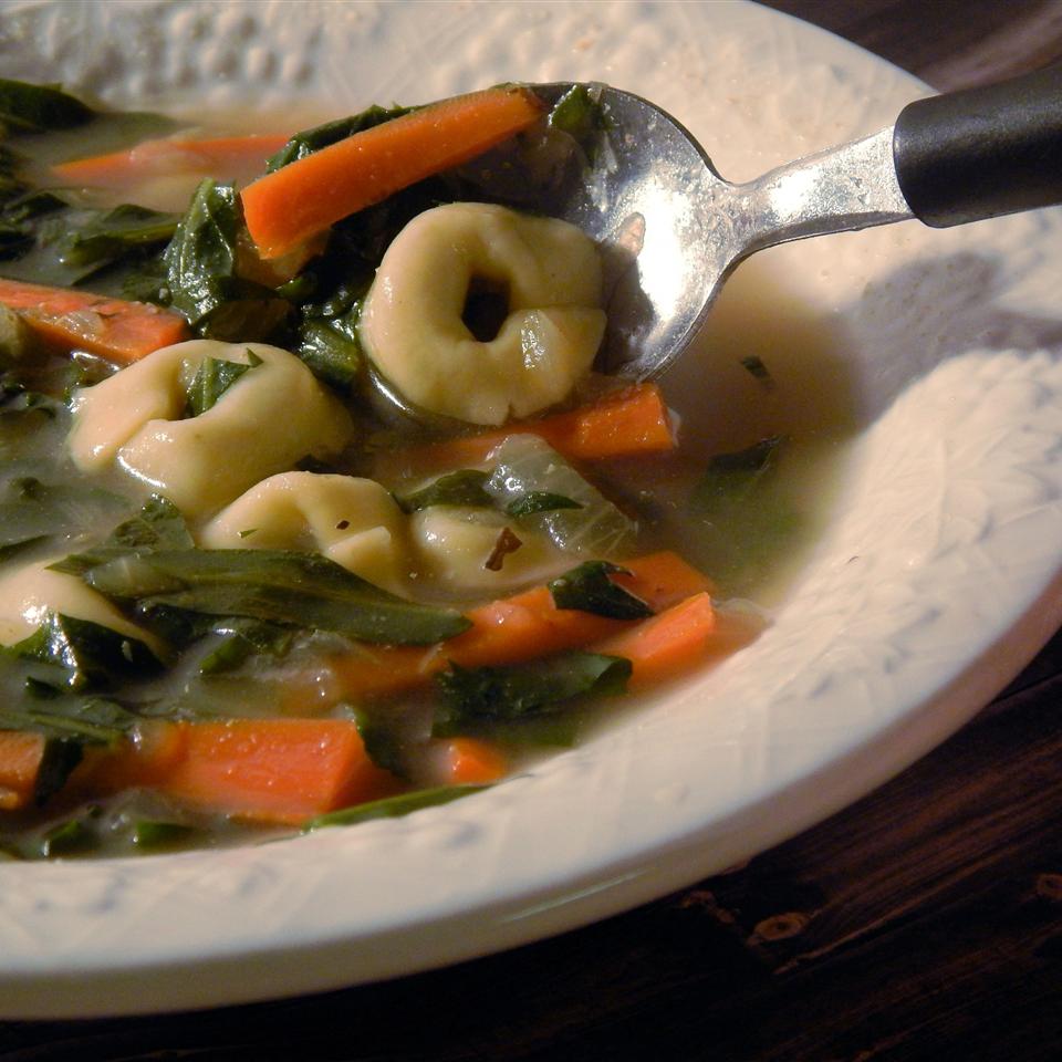 Dandelion Greens and Tortellini Soup