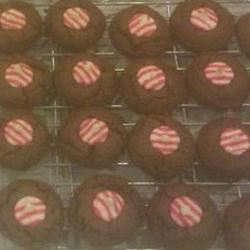 Double Chocolate-Candy Cane Kiss Cookies