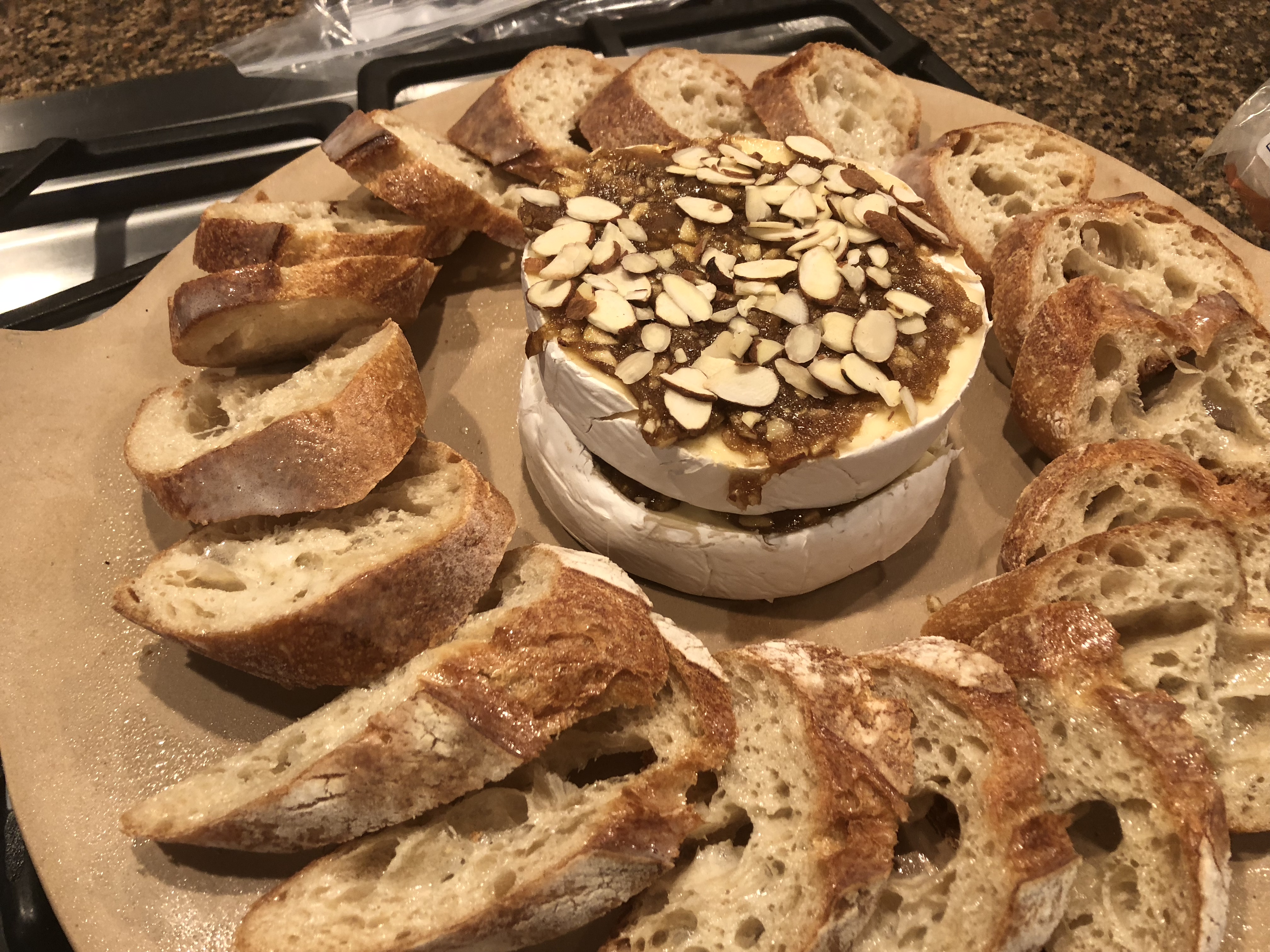 Easy Baked Brie with Almonds and Brown Sugar