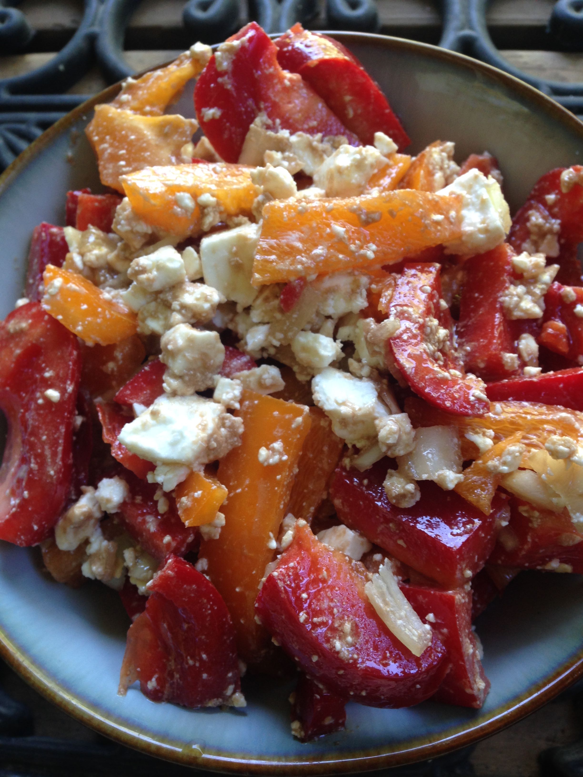 Easy Red Bell Pepper and Feta Salad