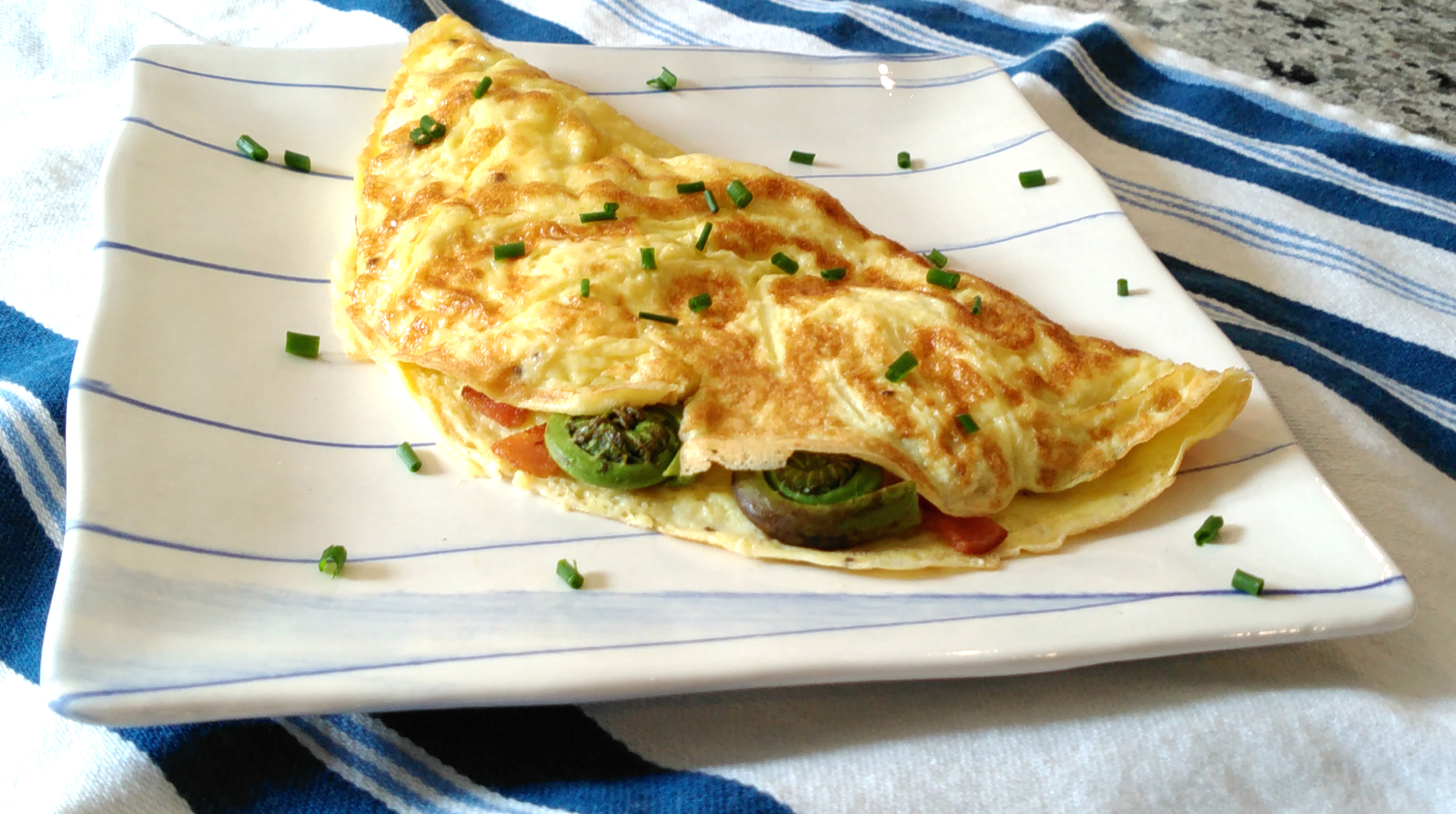 Fiddlehead and Bacon Omelette