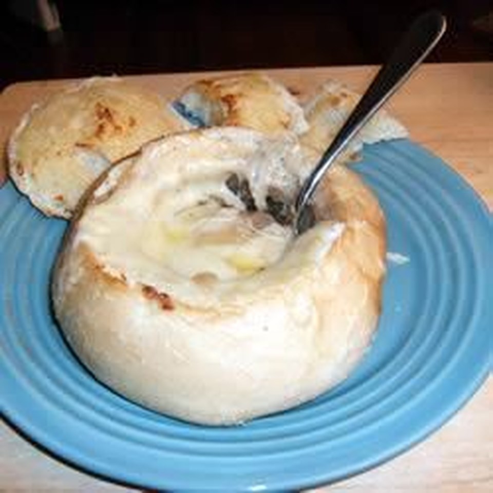 French Onion Soup in a Sourdough Bread Bowl