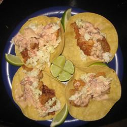 Fried Fish Tacos with Chipotle-Lime Salsa