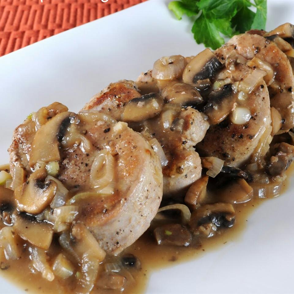 Garlic Pork Tenderloin with Mushroom Gravy