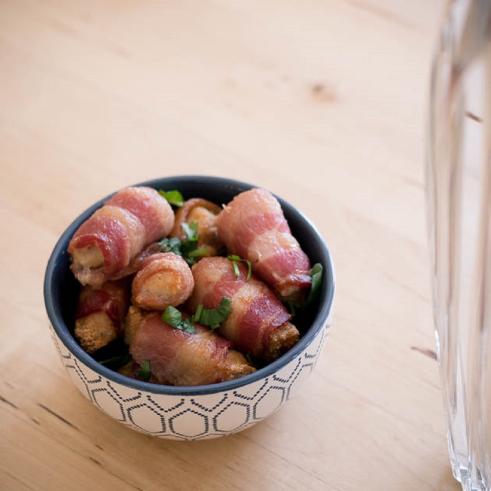 Garlicky Bacon-Wrapped Chicken Bites
