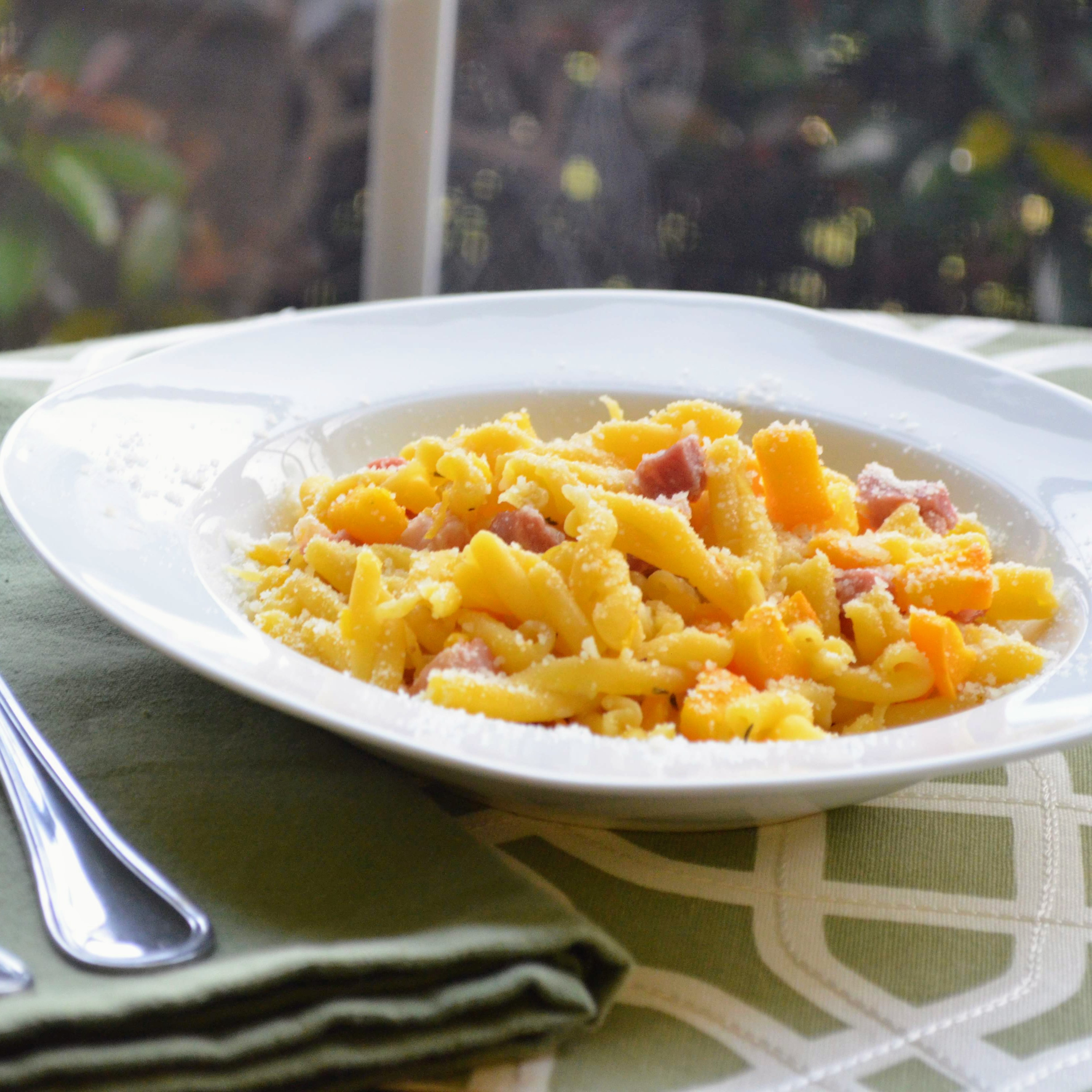 Gemelli Pasta with Roasted Pumpkin and Pancetta