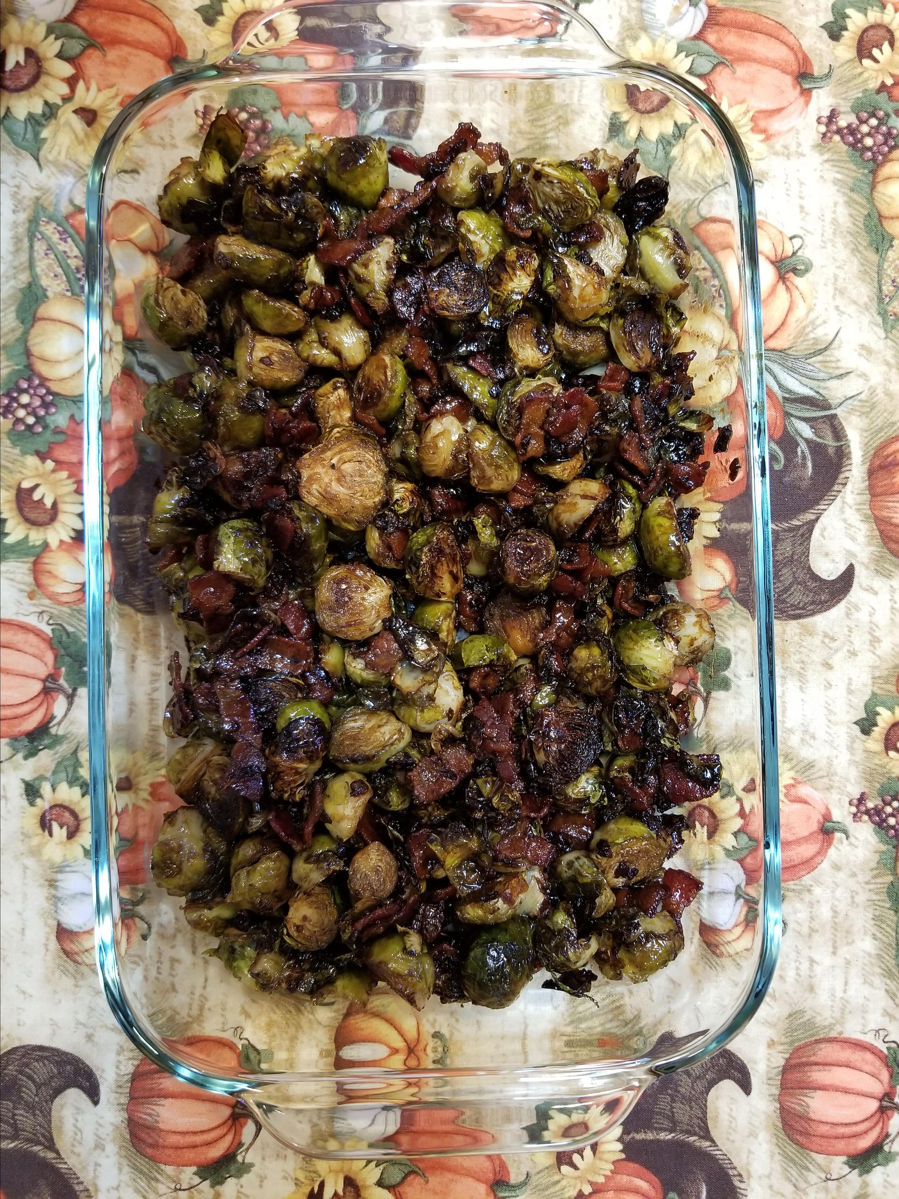 Glazed Brussels Sprouts with Bison Bacon