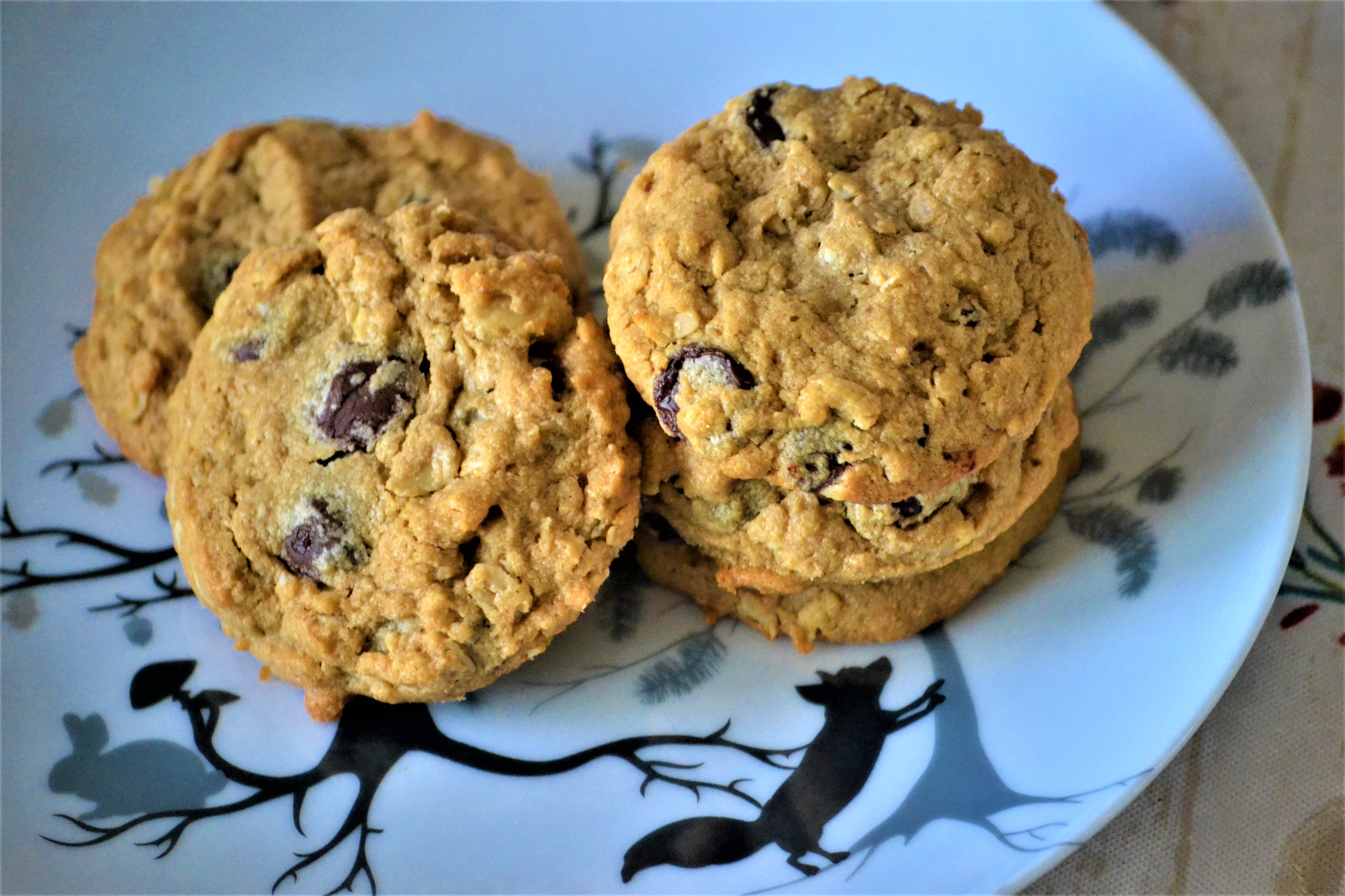 Gluten-Free Chickpea-Flour Chocolate Chunk Cookies with Peanut Butter and Oats